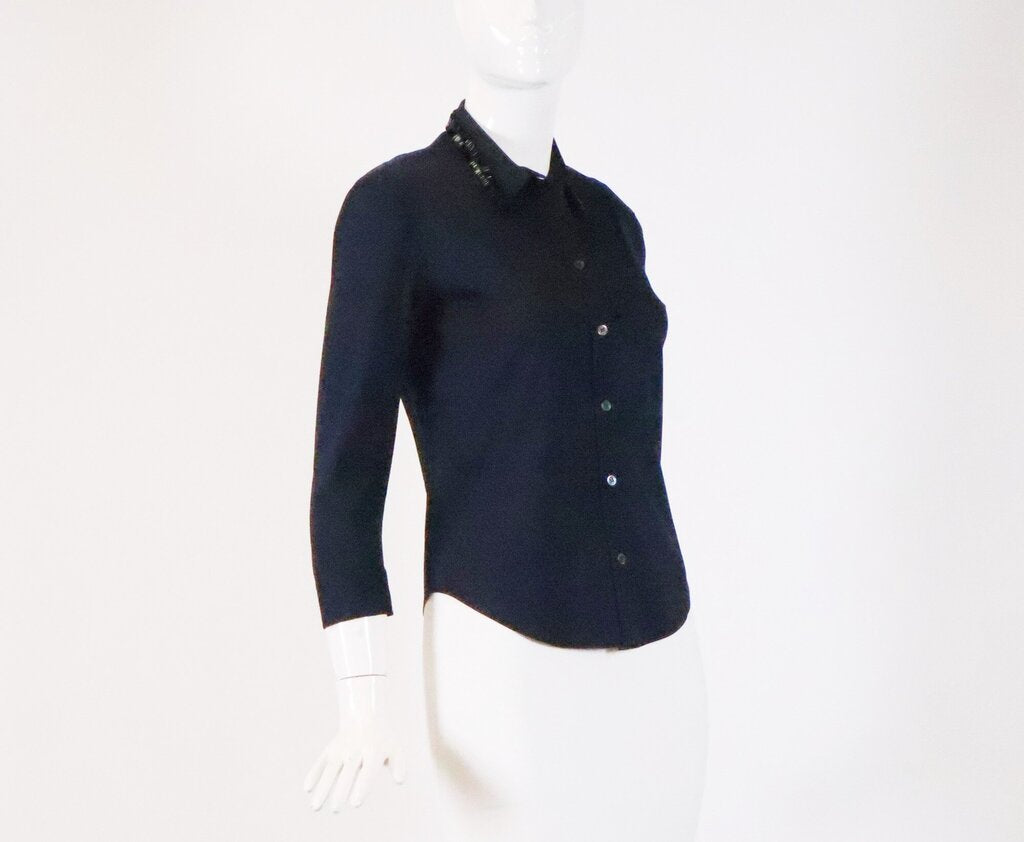 (XS/38) Beaded Collar Button Down