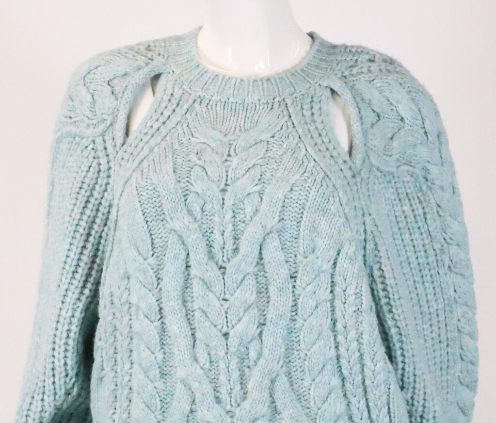(XS) Blue Cable Knit Sweater