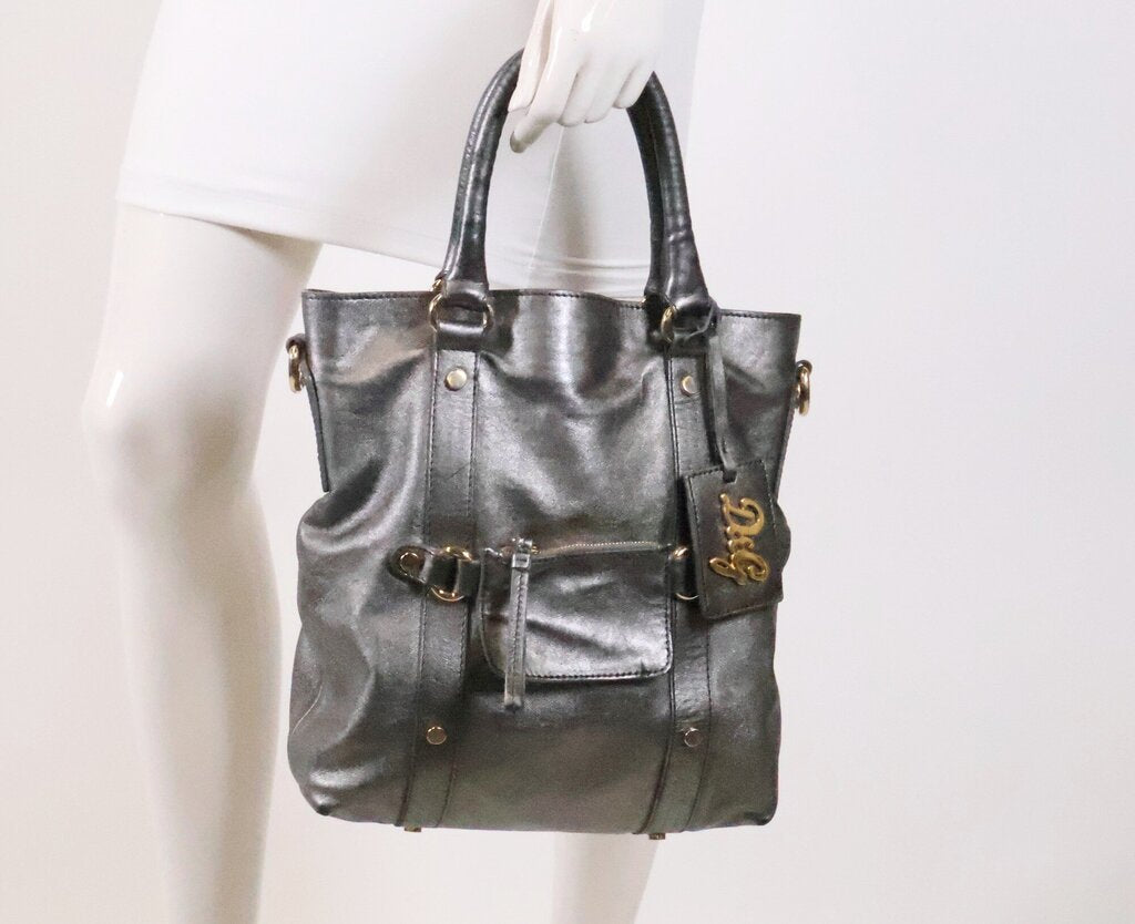 Gunmetal Metallic Leather Purse