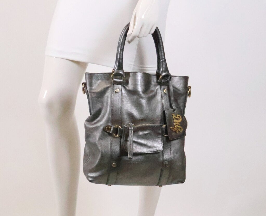 Gunmetal Metallic Leather Purse