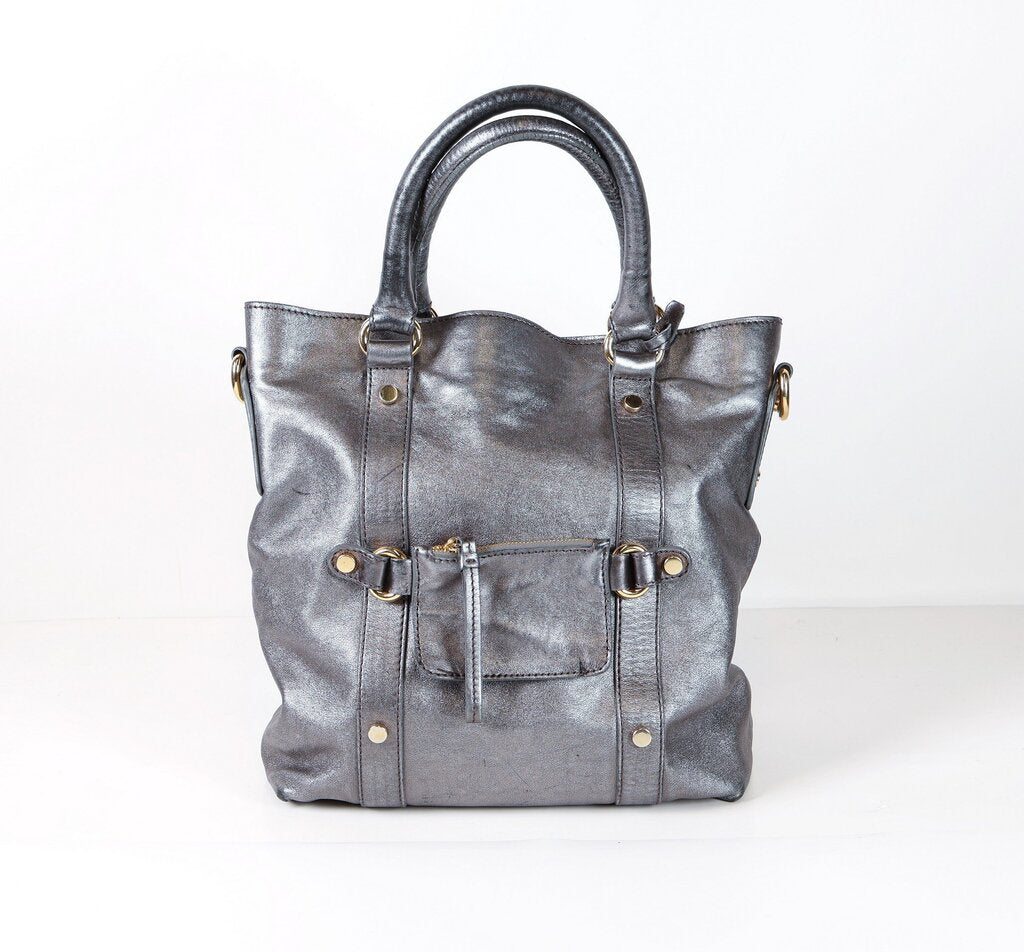 Gunmetal Metallic Leather Purse
