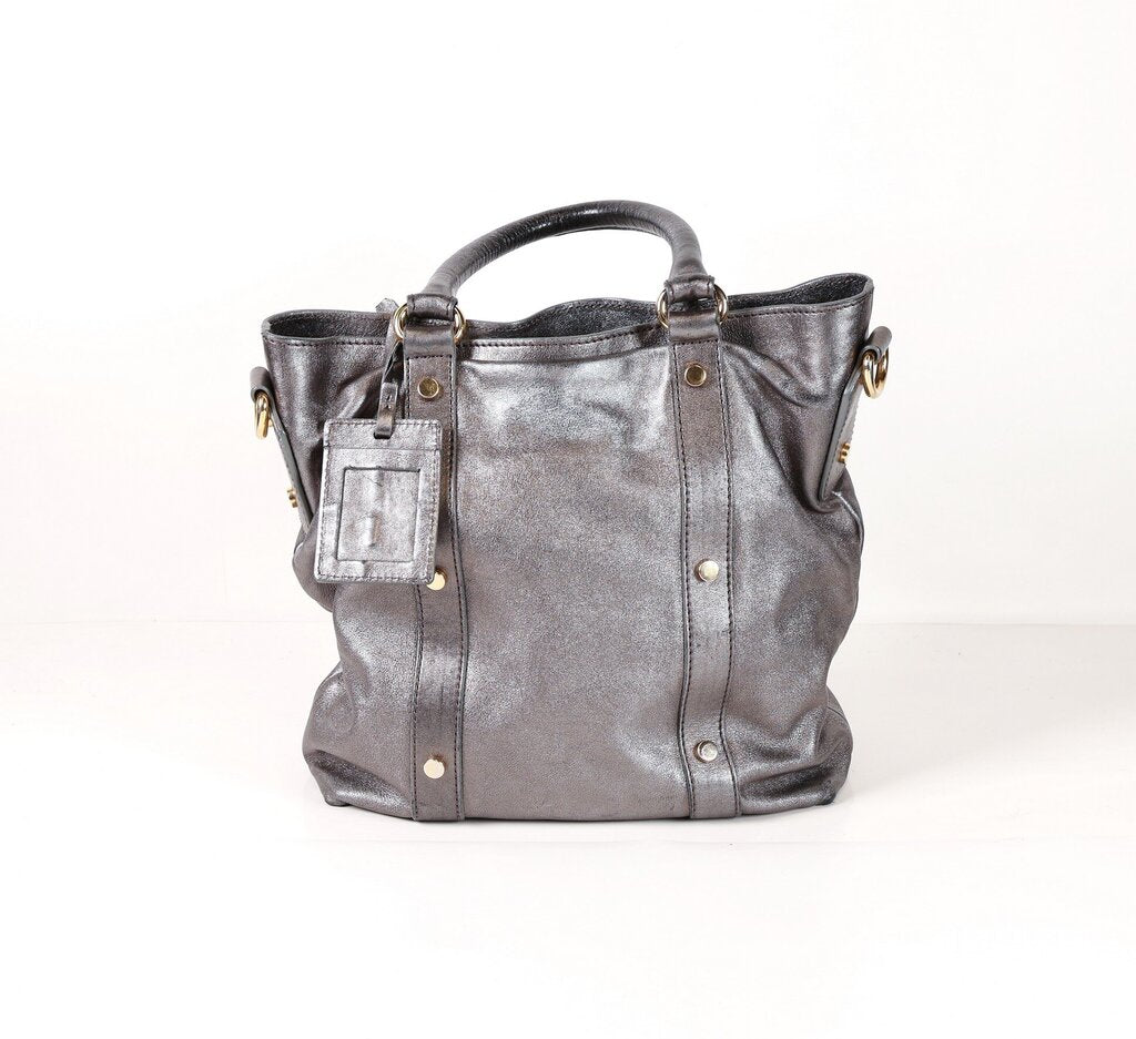 Gunmetal Metallic Leather Purse
