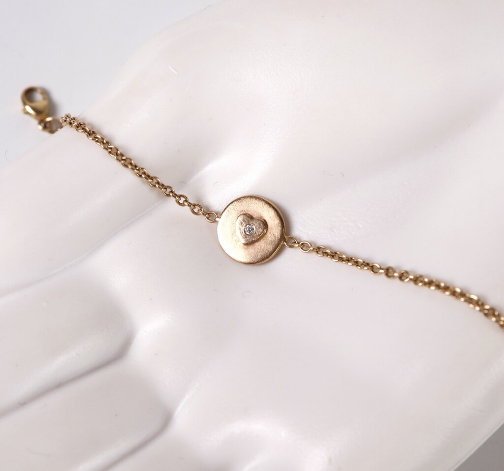 14K 'Diamond Heart Round Charming' Bracelet