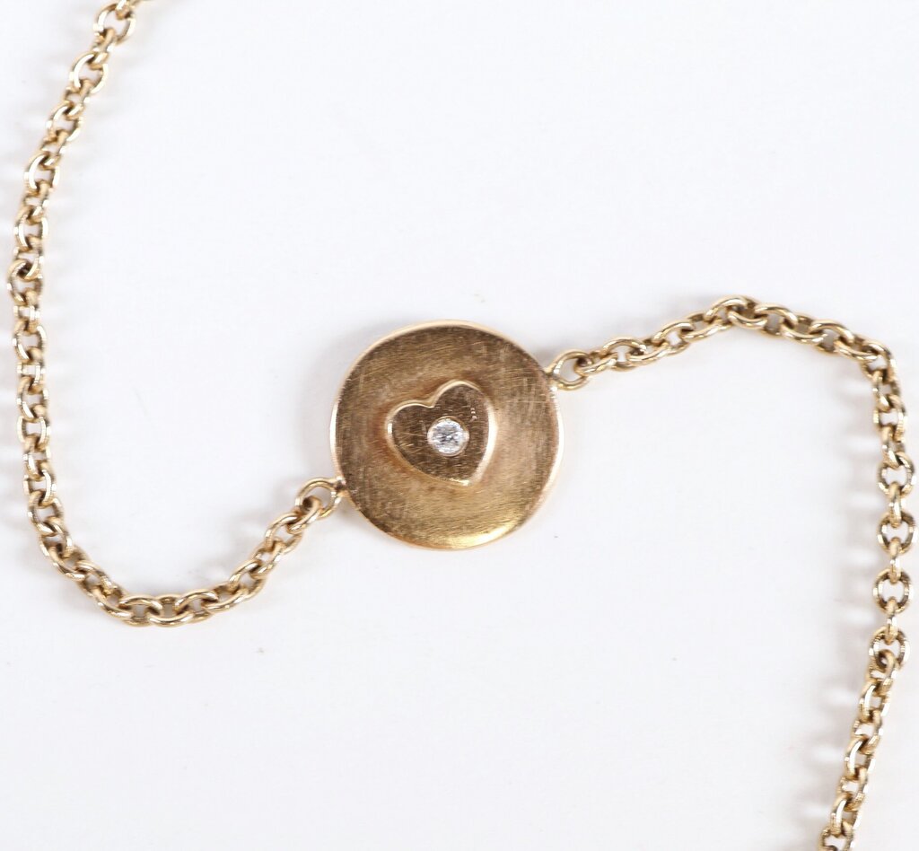 14K 'Diamond Heart Round Charming' Bracelet