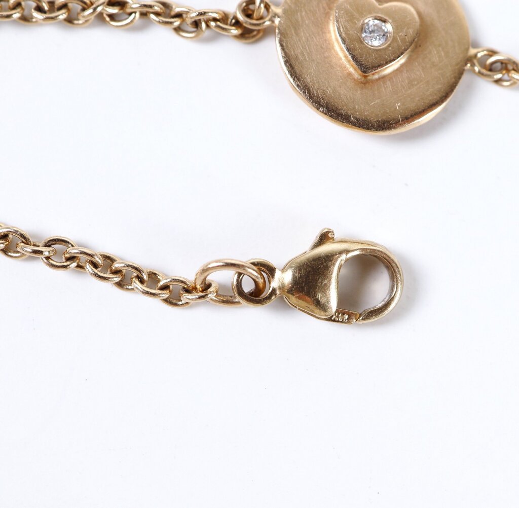 14K 'Diamond Heart Round Charming' Bracelet