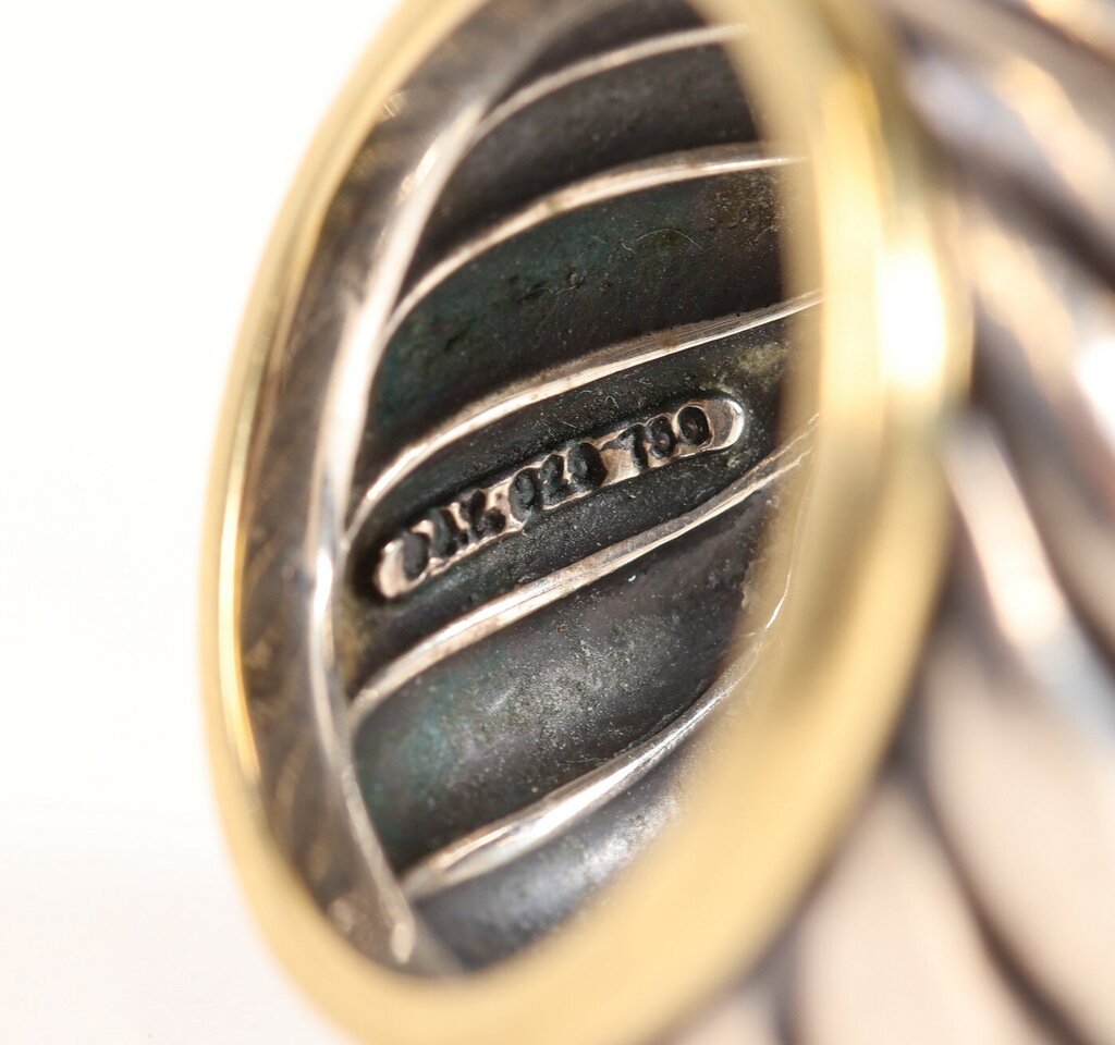 Sterling and 14K Two Tone Cable Classics Cigar Band' Ring (7)