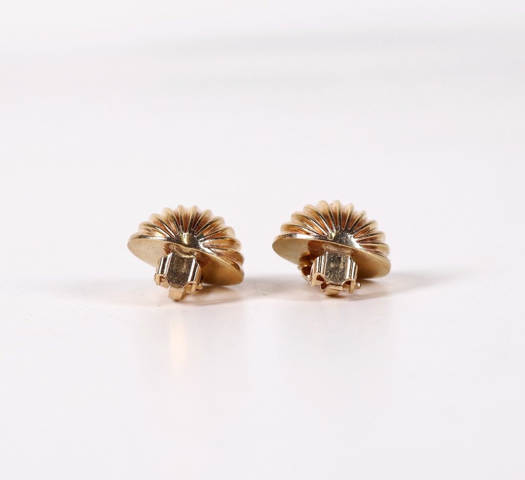 14K Ridged Dome Clip Earrings