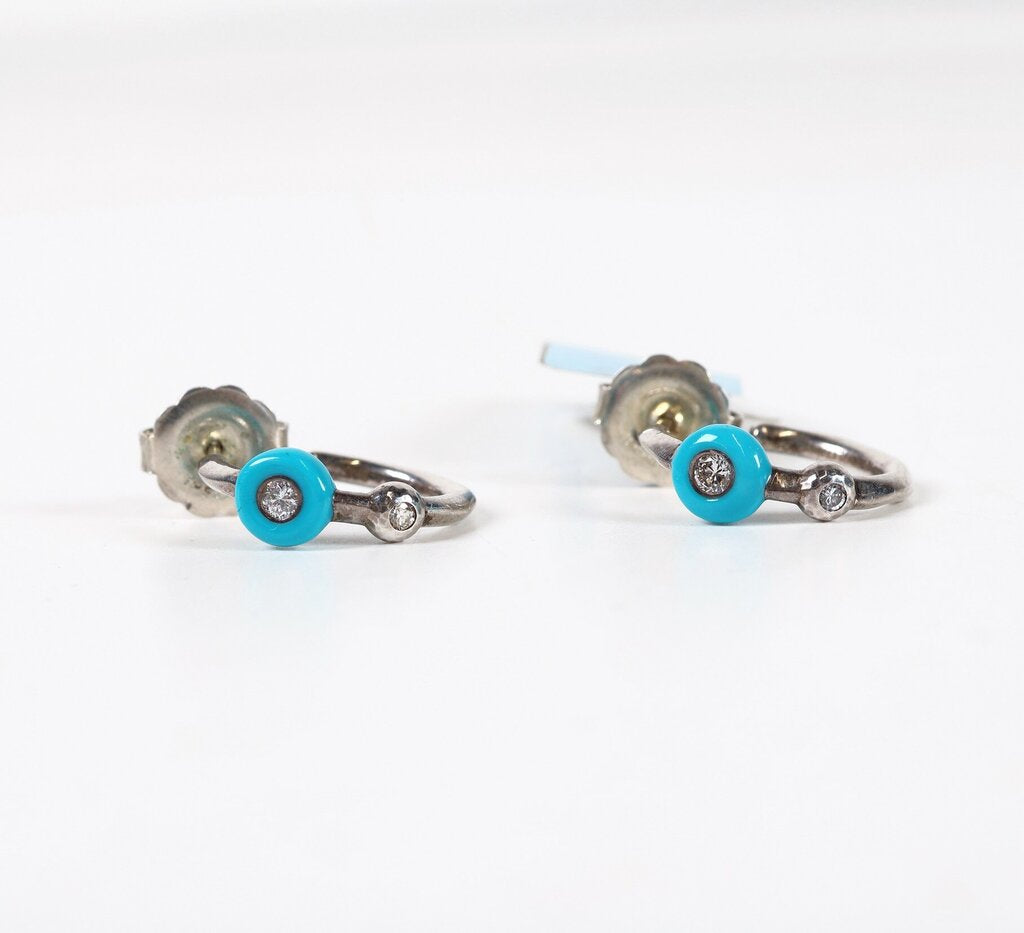 Sterling 'Tiny Stardust Hoop' with Turquoise and Diamond