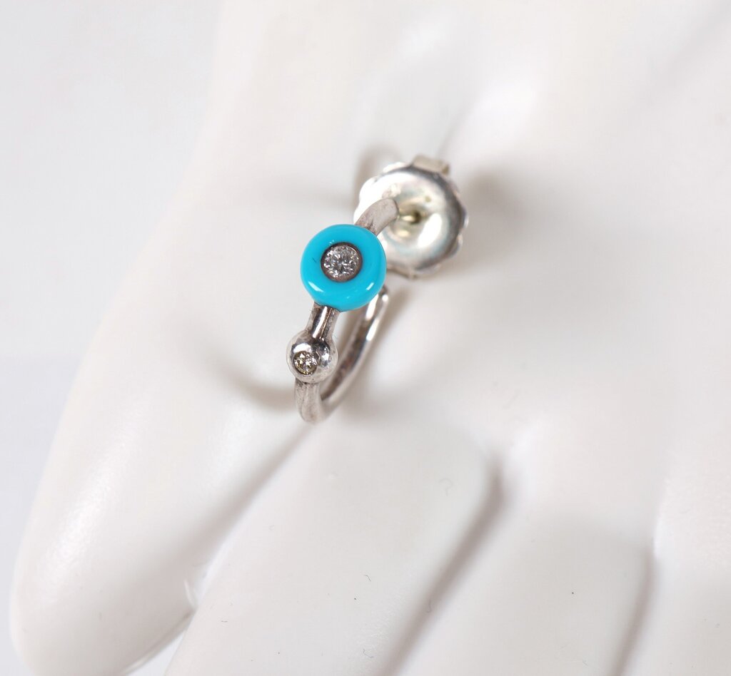 Sterling 'Tiny Stardust Hoop' with Turquoise and Diamond