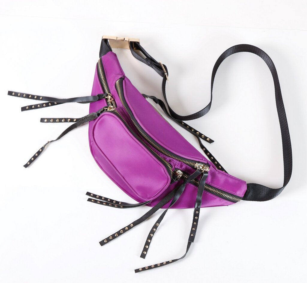 Purple and Black Stud Hip Pack