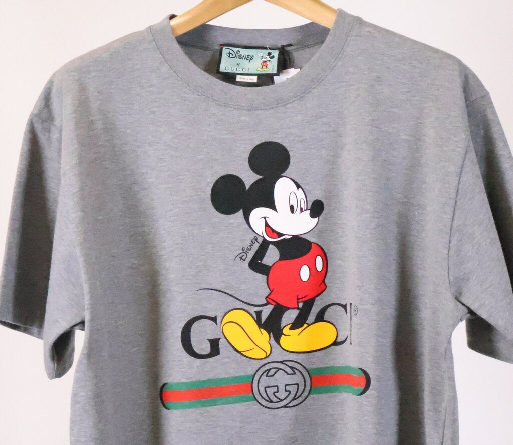 Grey Logo Mickey Mouse Tee (M)