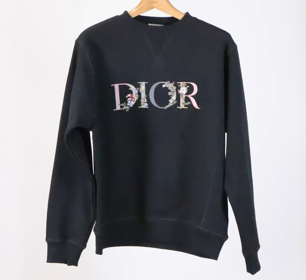 Black Floral Logo Crewneck (M)