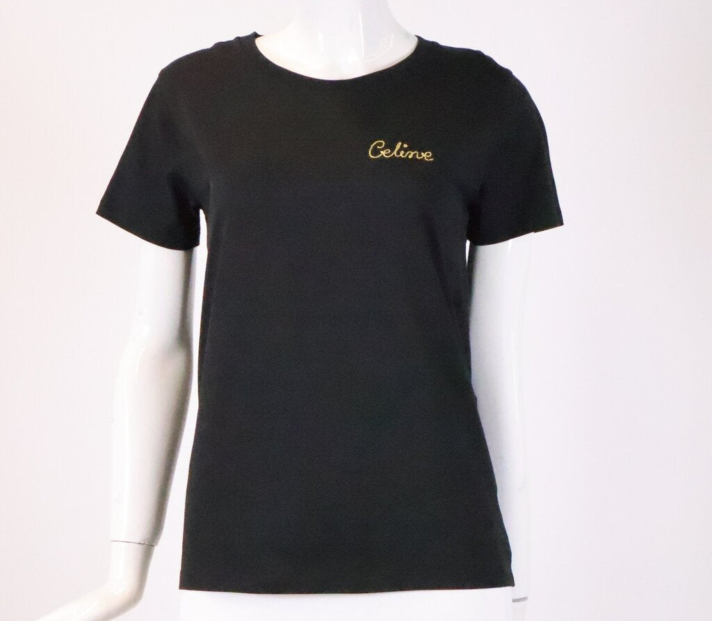 Black Tee with Gold Embroidery Logo (S)
