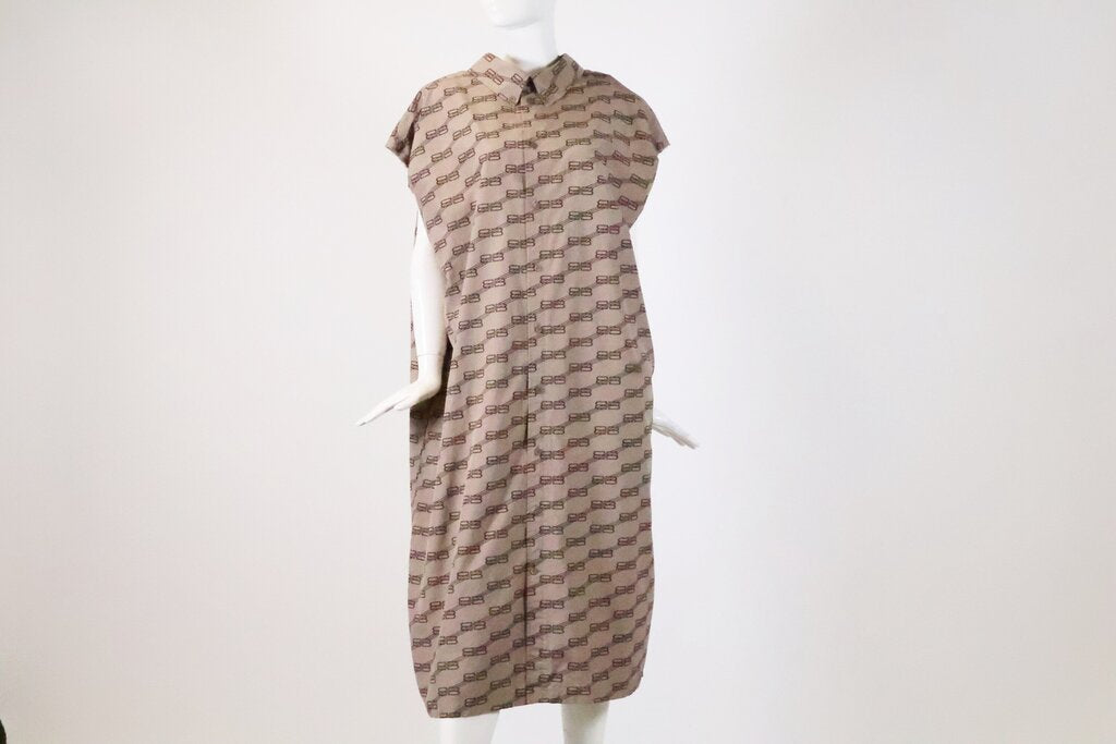 Brown Monogram Sleeveless Shirt Dress (XS)