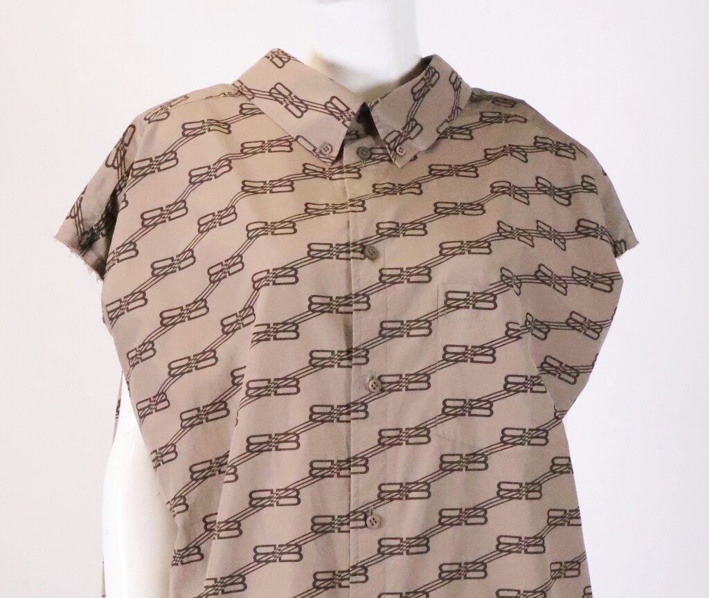 Brown Monogram Sleeveless Shirt Dress (XS)