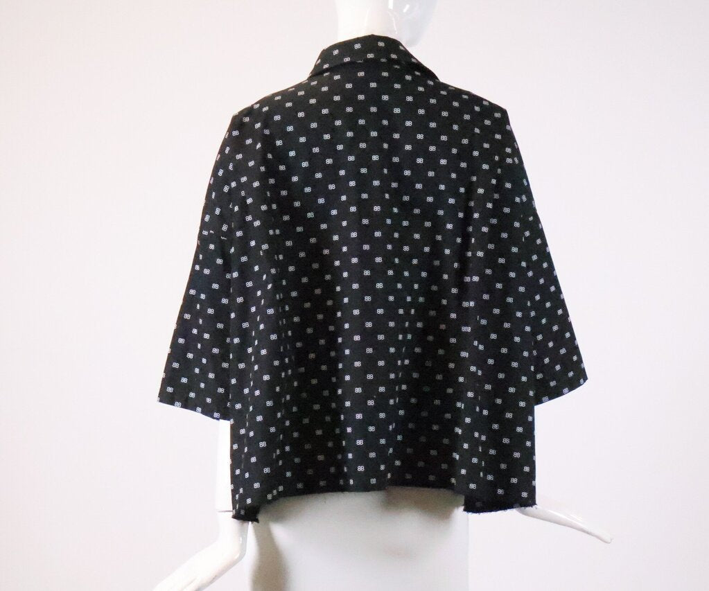 (XS) Black BB Short slv Button Down