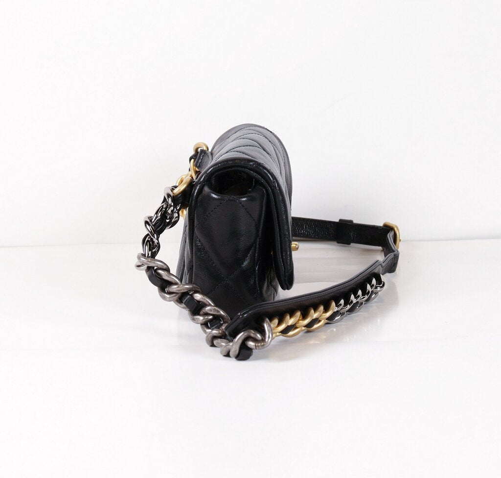 Black 19 Quilted Waist Bag