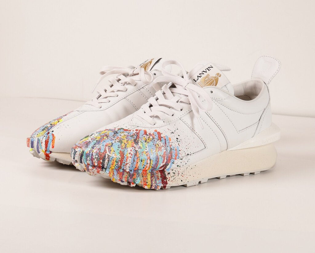 White Sneaker with Splatter Paint (10.5)