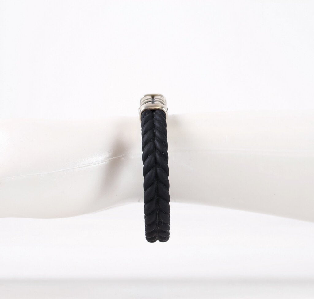 Sterling and Rubber 'Chevron' Men's Bracelet