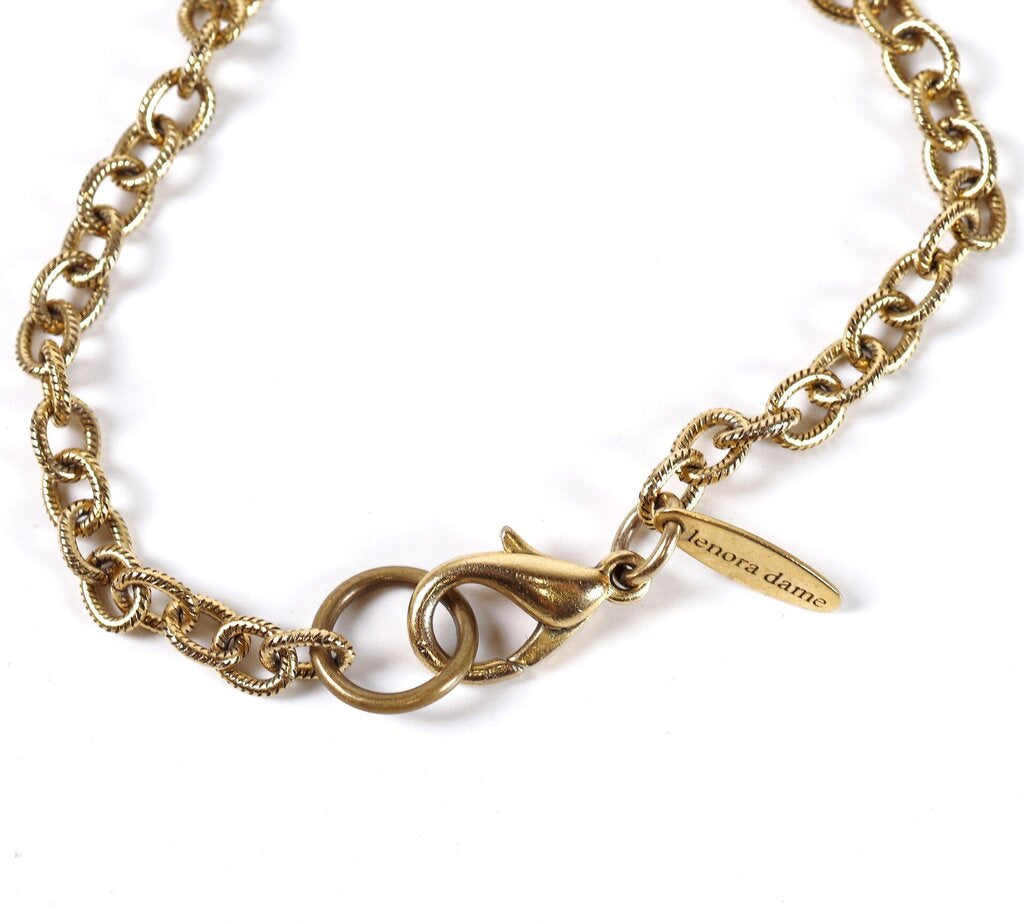 Brass and Rhinestone Bib Necklace