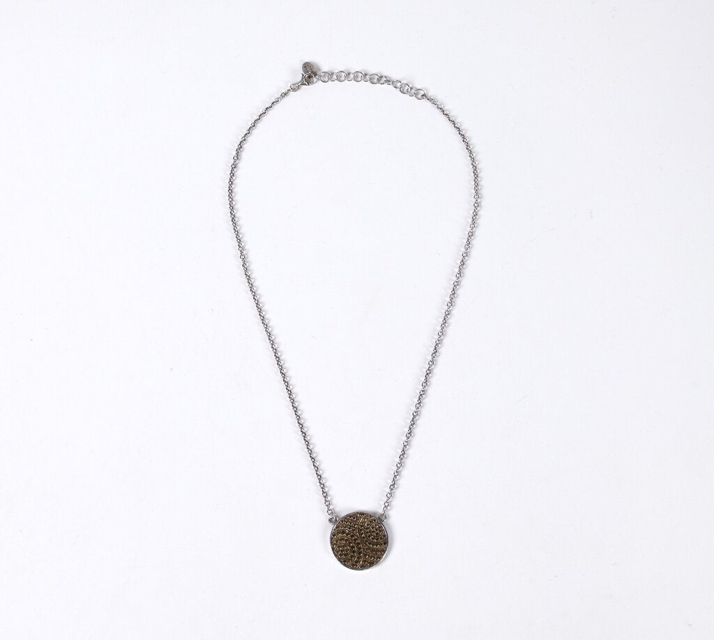 Sterling and 18K Gold Plate Medium Disc Pendant