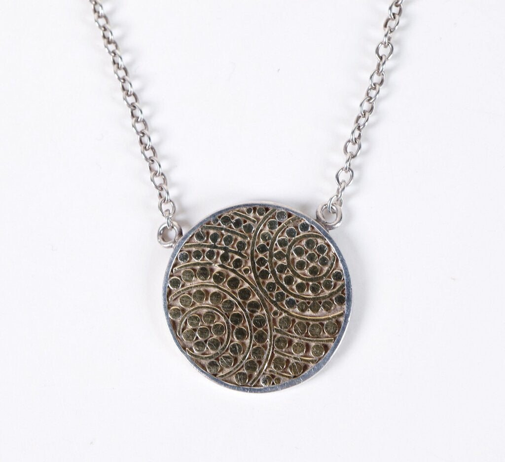 Sterling and 18K Gold Plate Medium Disc Pendant