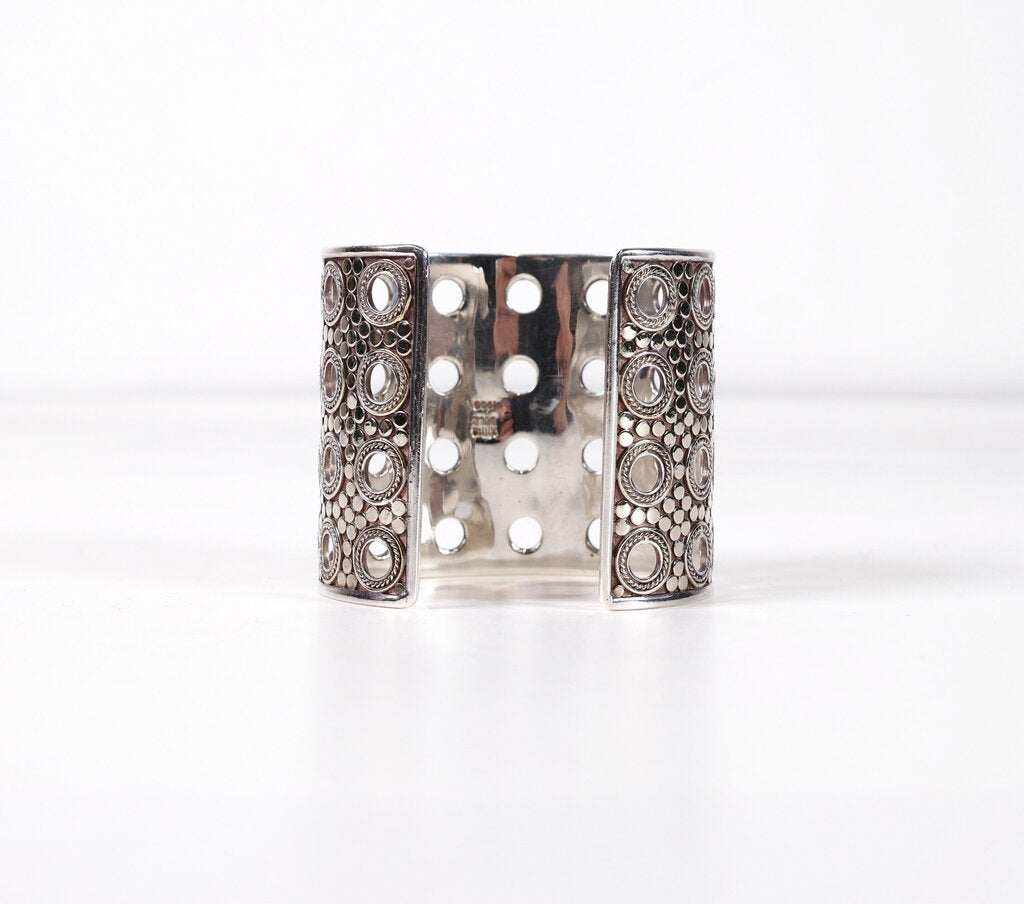 Sterling Dot Disc Wide Cuff