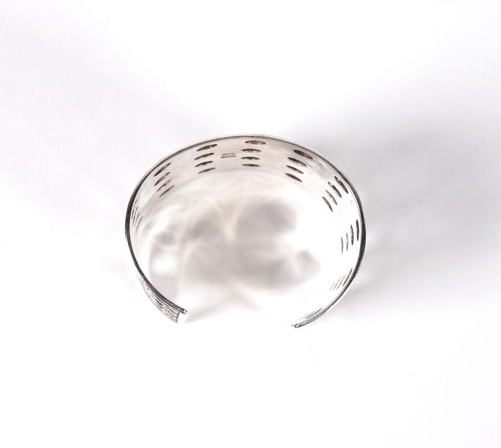 Sterling Dot Disc Wide Cuff