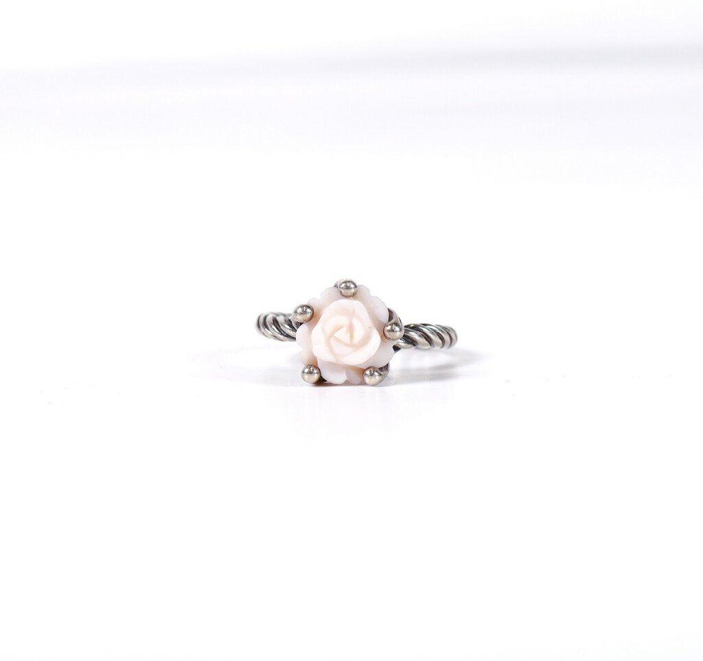Sterling and Carved 'Rose Reminder' Ring (6.75)