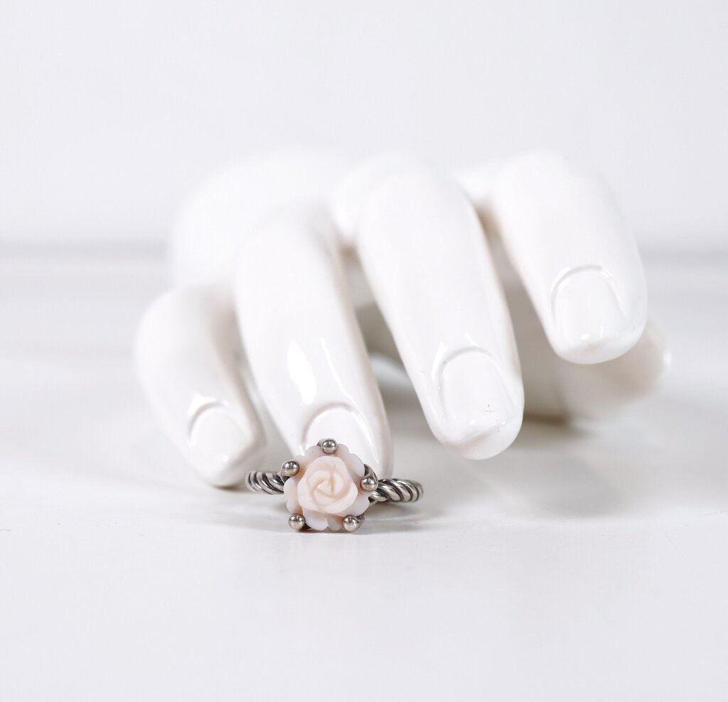 Sterling and Carved 'Rose Reminder' Ring (6.75)