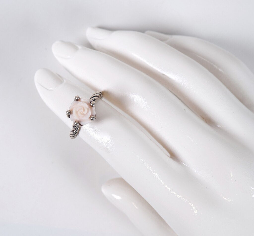 Sterling and Carved 'Rose Reminder' Ring (6.75)