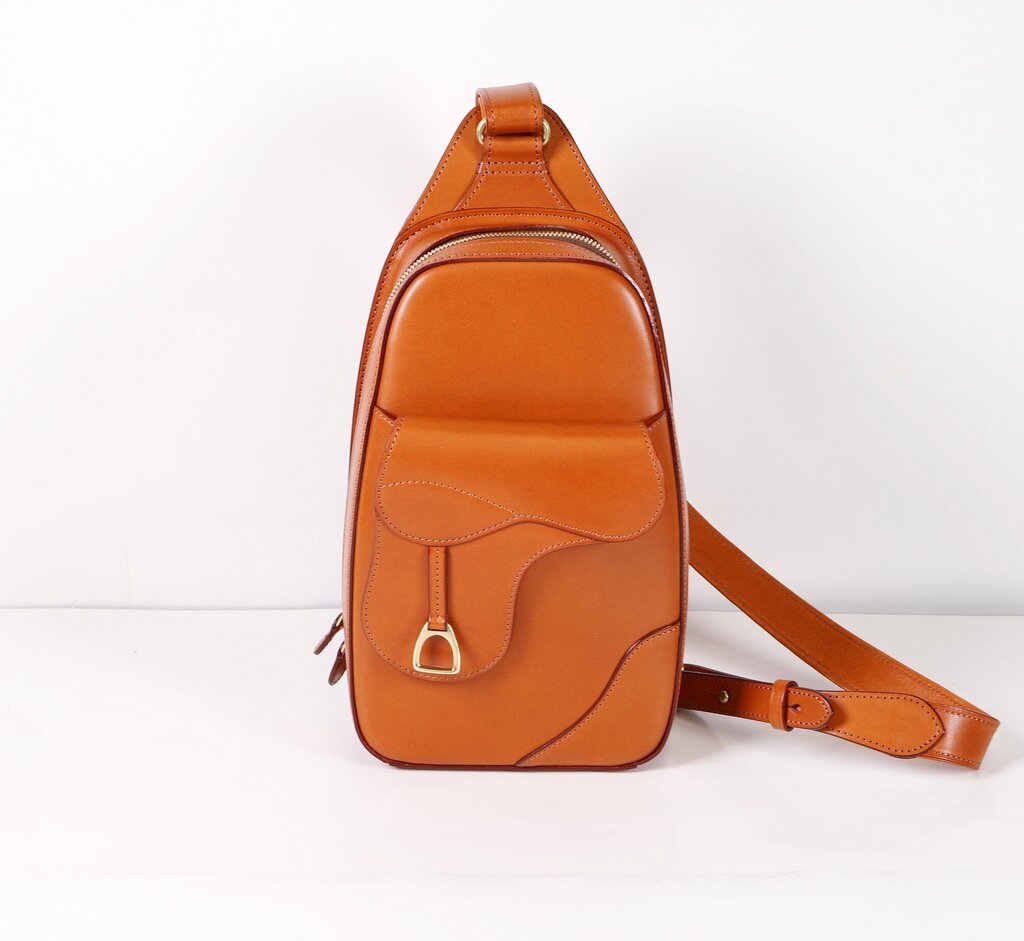 Brown Leather Cross Body Backpack