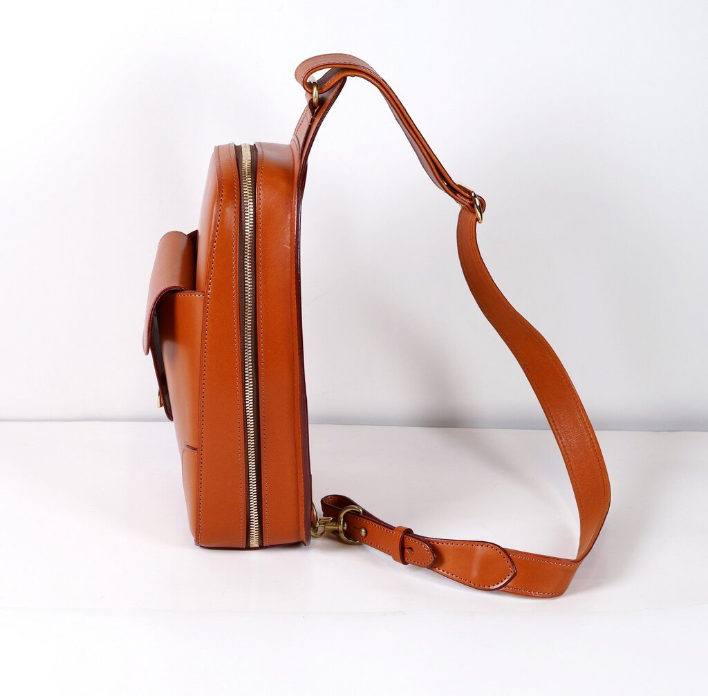 Brown Leather Cross Body Backpack