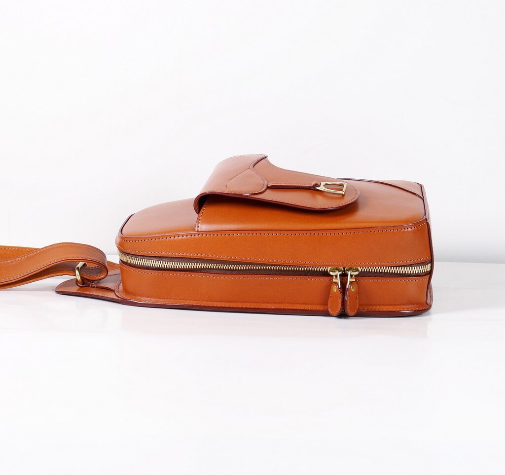 Brown Leather Cross Body Backpack