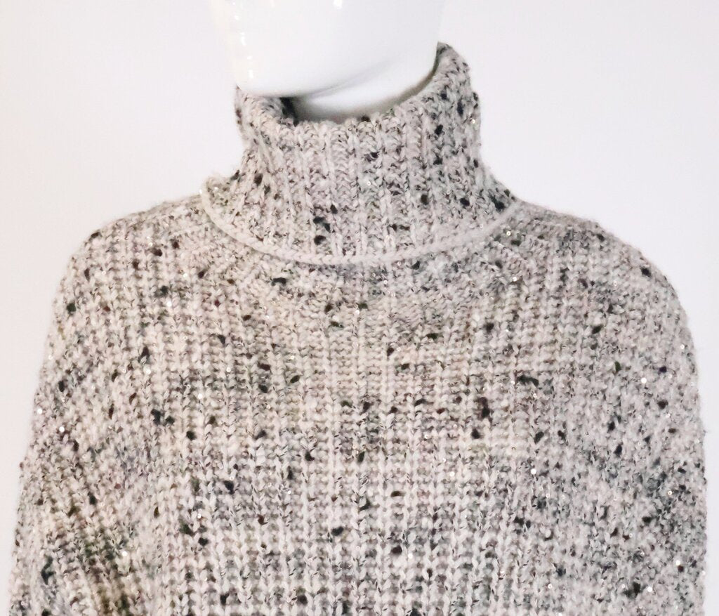 (S) Super Cropped Knit Turtleneck with Sequins