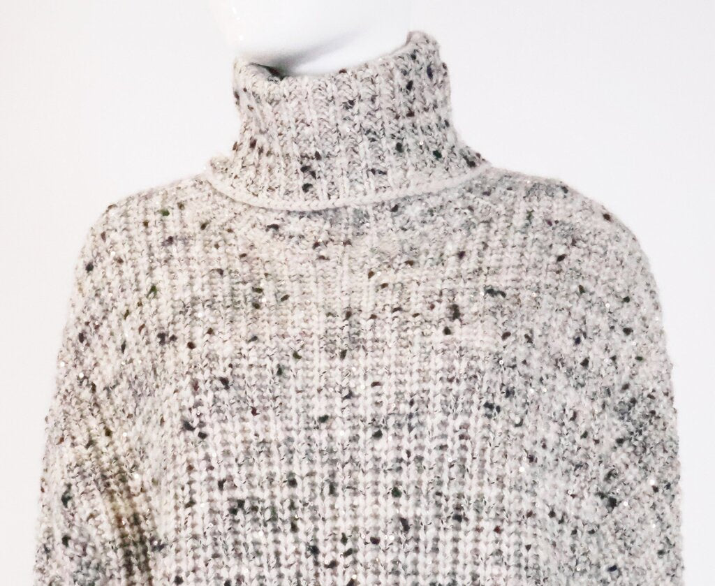 (S) Super Cropped Knit Turtleneck with Sequins