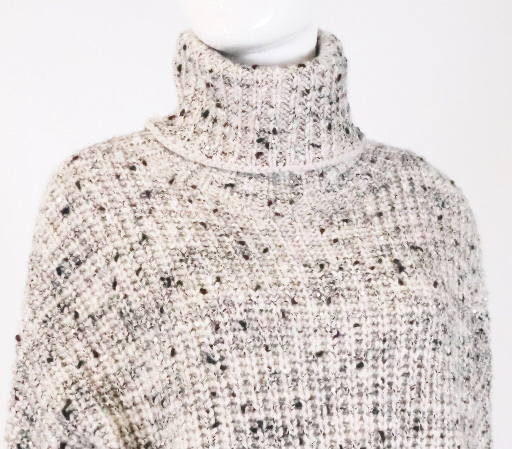 (S) Super Cropped Knit Turtleneck with Sequins