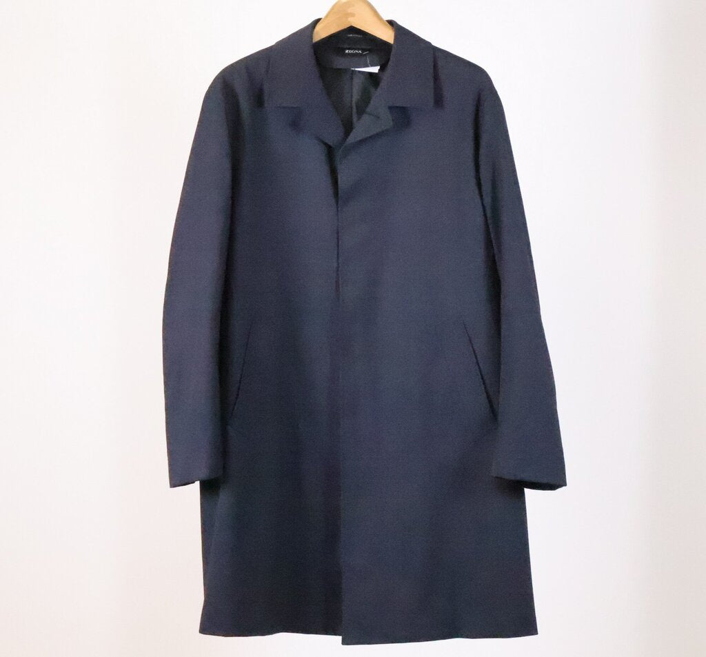 Navy Wool Button Coat (XL)
