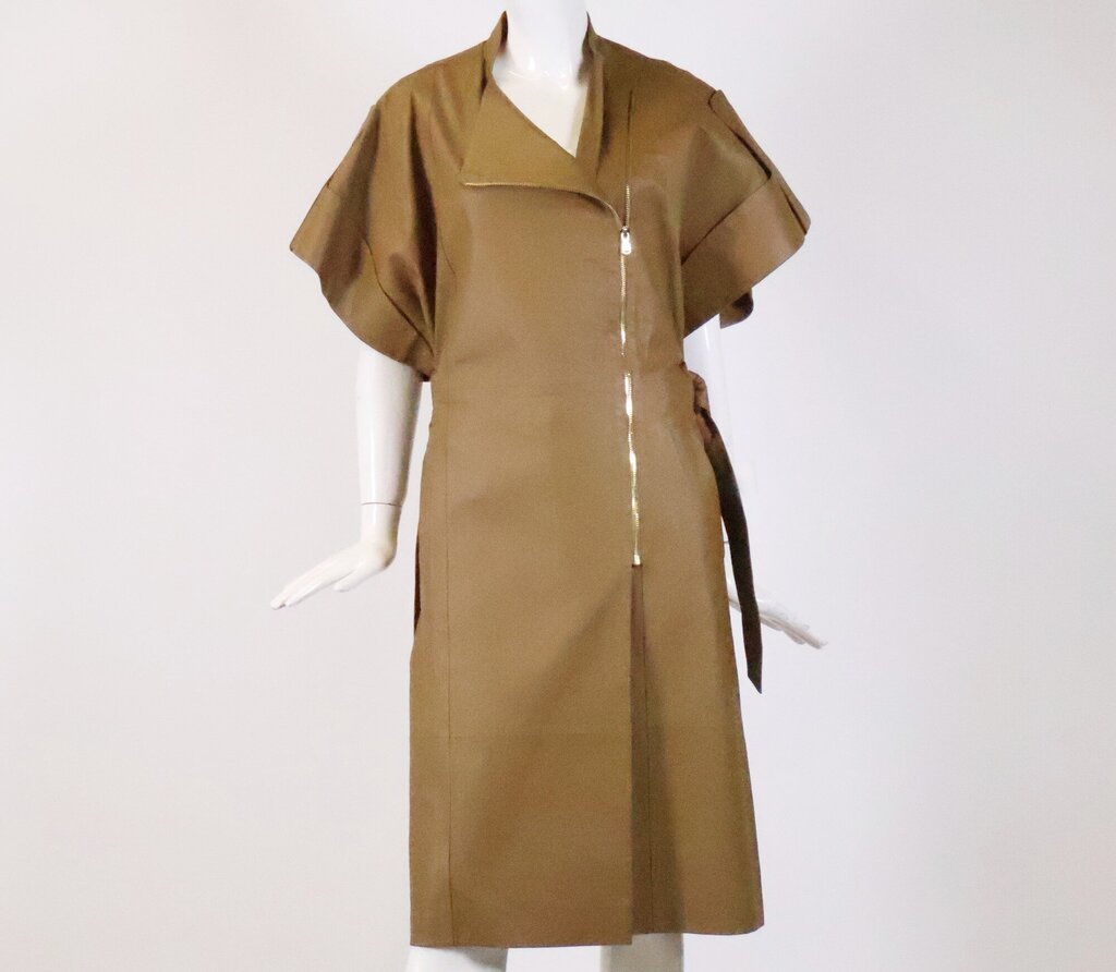 Light Brown Leather and Zipper Dress (XS)