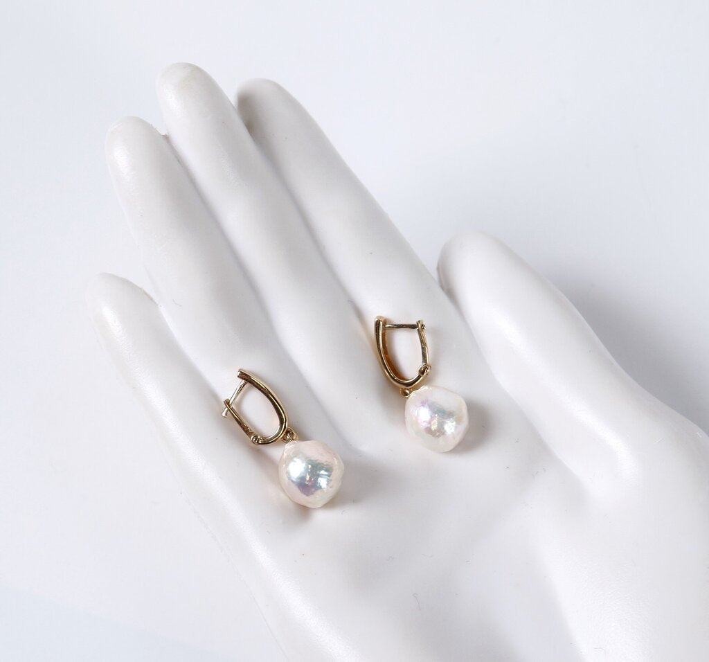 14K and Baroque Pearl Earrings
