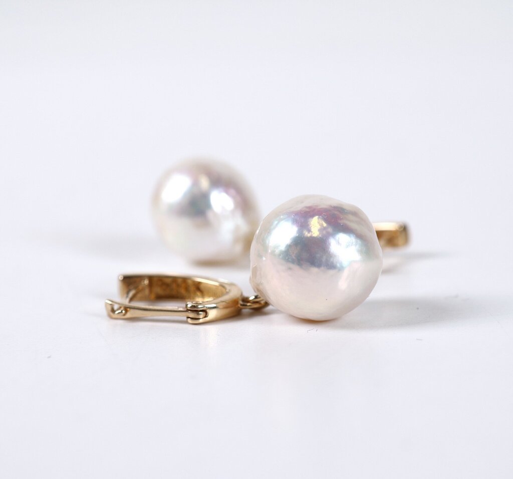 14K and Baroque Pearl Earrings