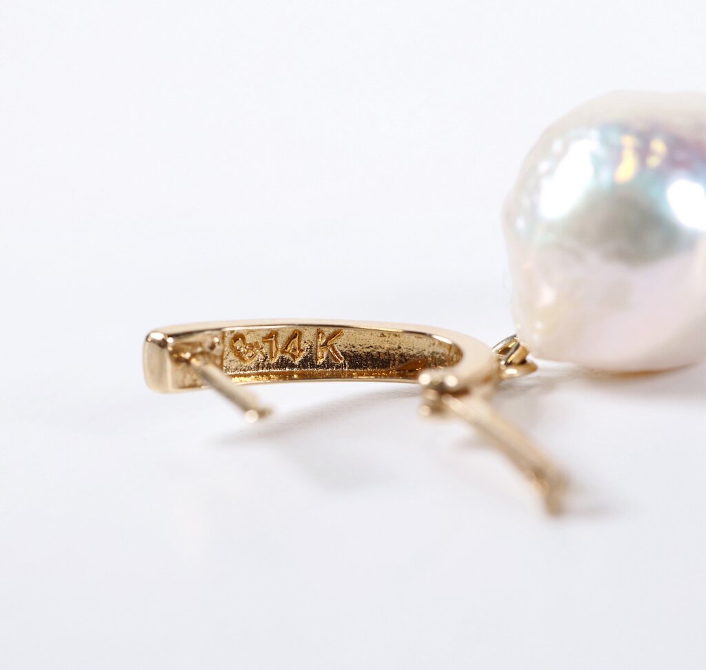 14K and Baroque Pearl Earrings