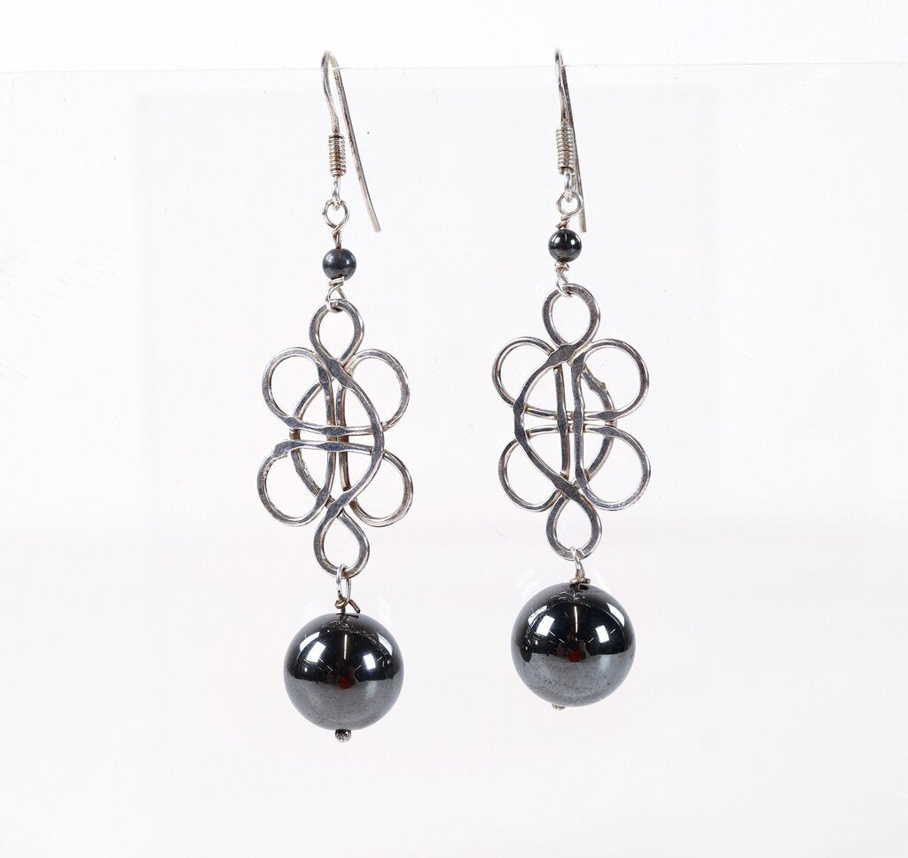 Sterling and Hematite Celtic Inspired Earrings