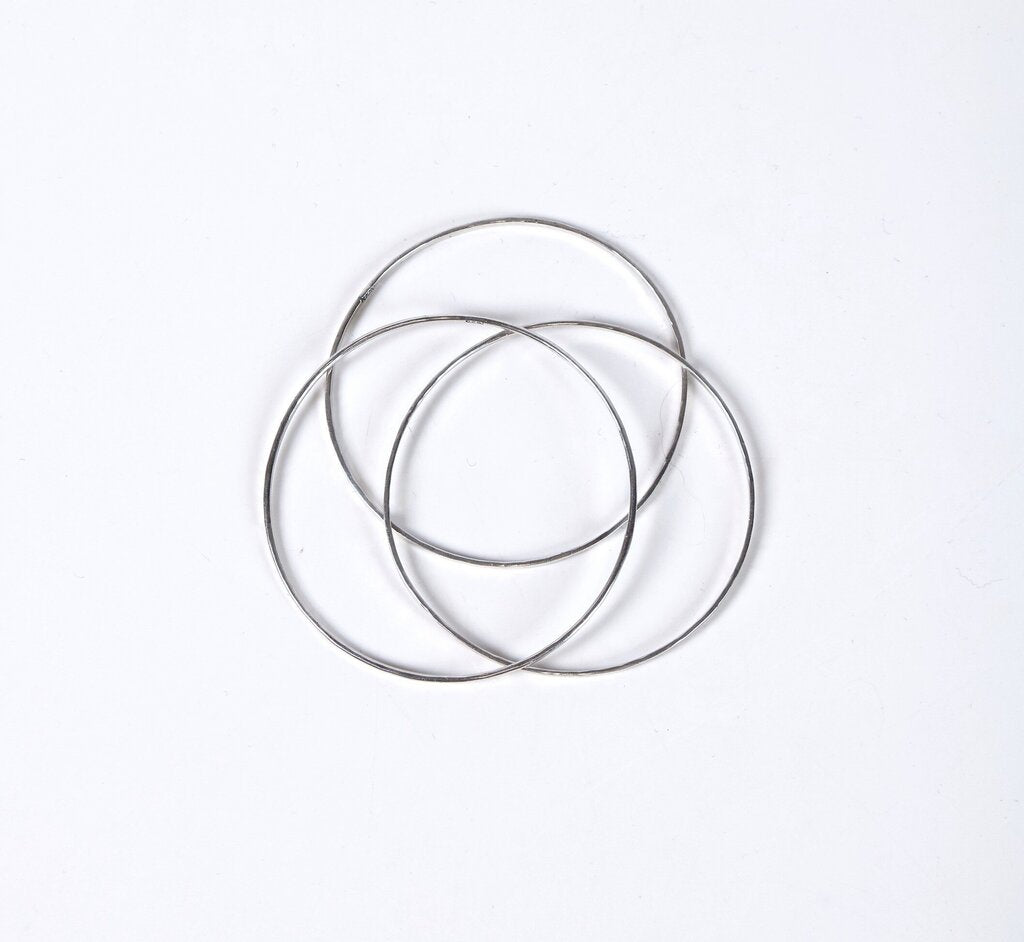 Sterling Trio of Hammered Bangles