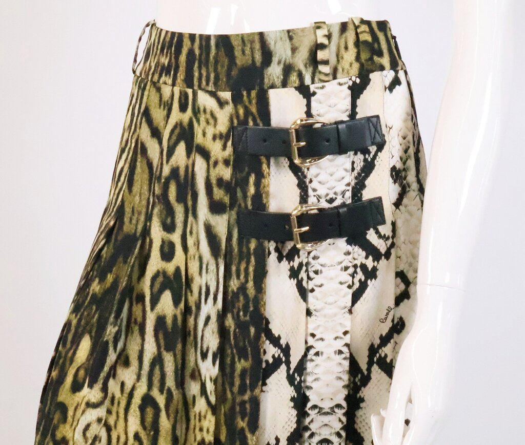 (40) Leopard/Snake Pleated Maxi Skirt