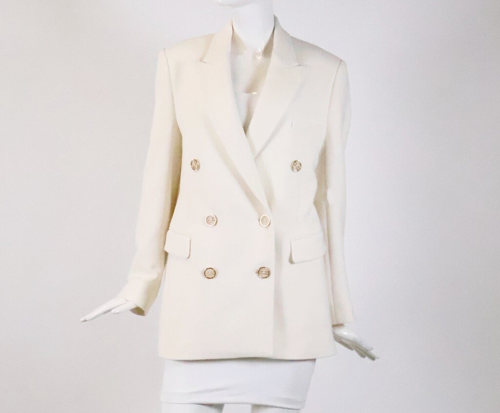 White Double Breasted Blazer with Gold Buttons (S)