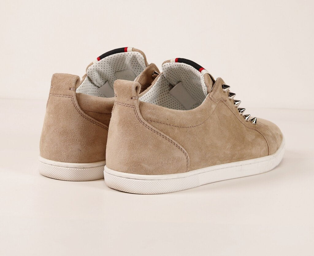 Beige Suede and Silver Stud Sneakers (8.5)