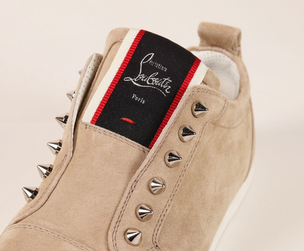 Beige Suede and Silver Stud Sneakers (8.5)