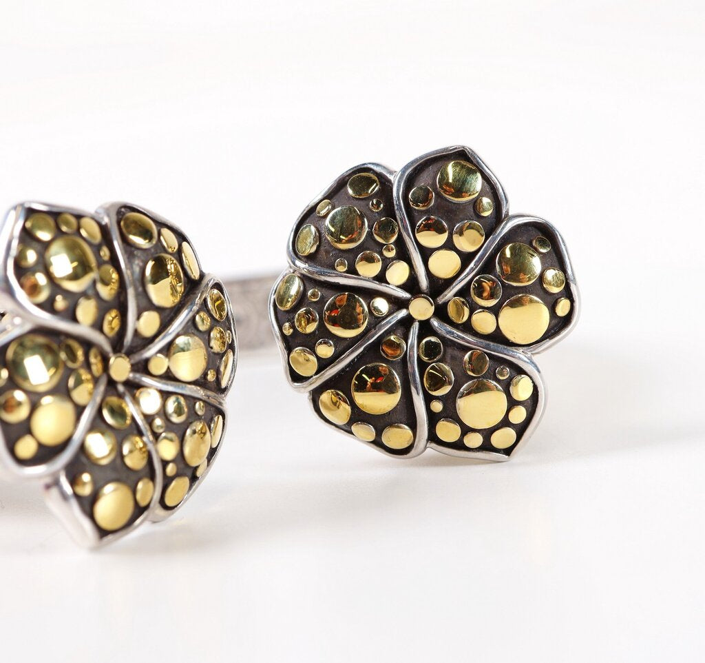 Sterling and 18K Gold Accent Ayu Dot Frangipani Cuff