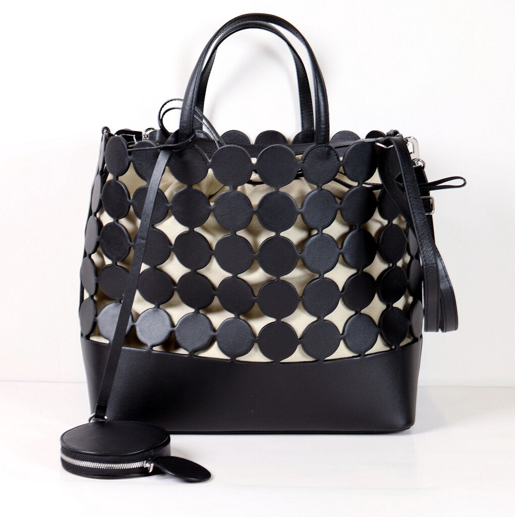 Black Leather Dot Tote